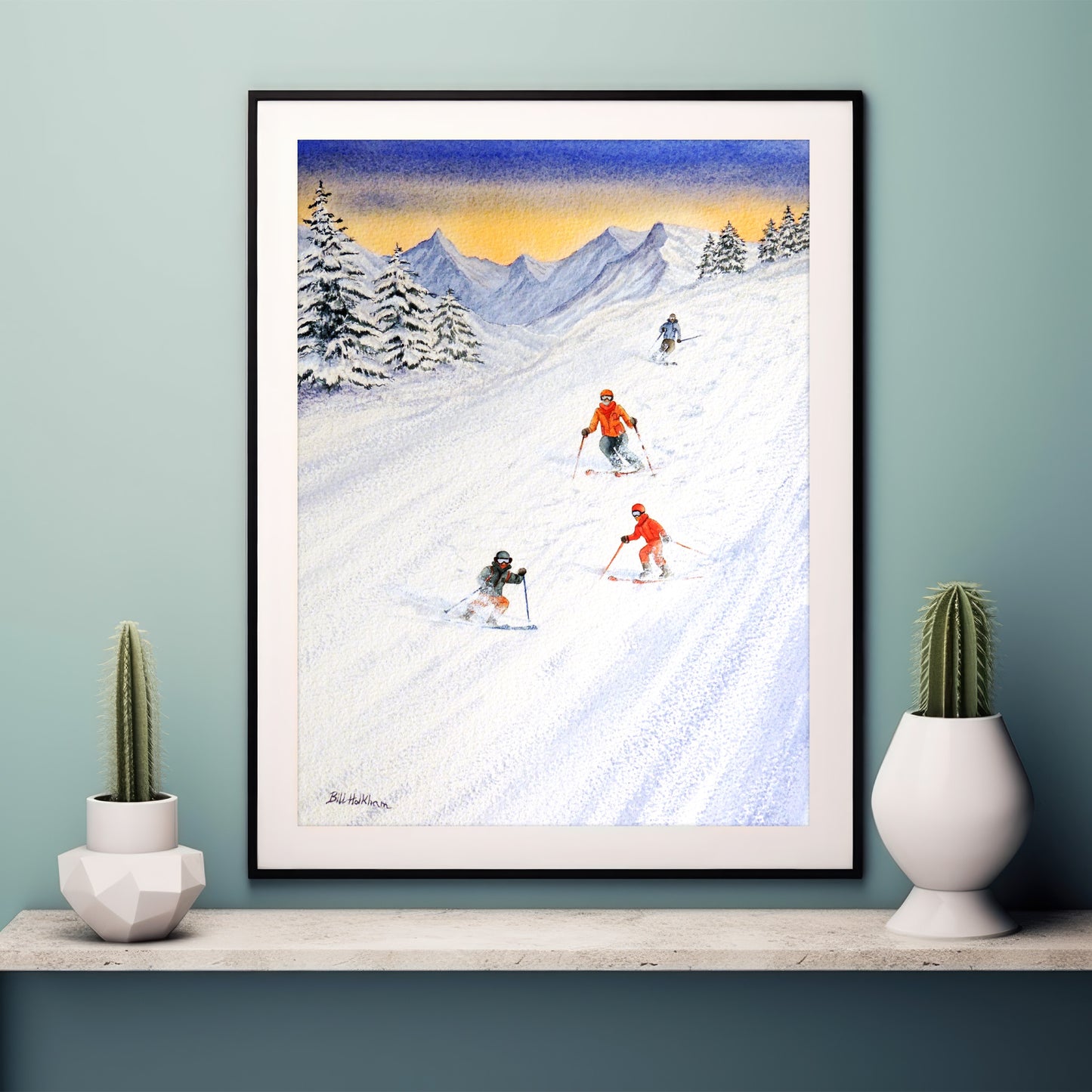 Skiing Family On The Slopes