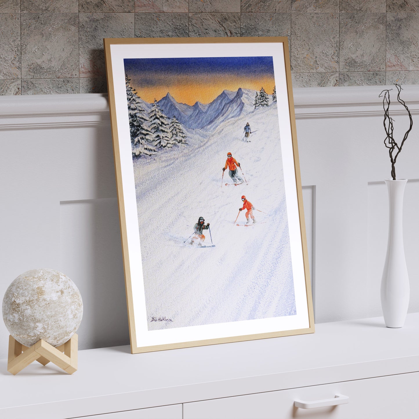 Skiing Family On The Slopes