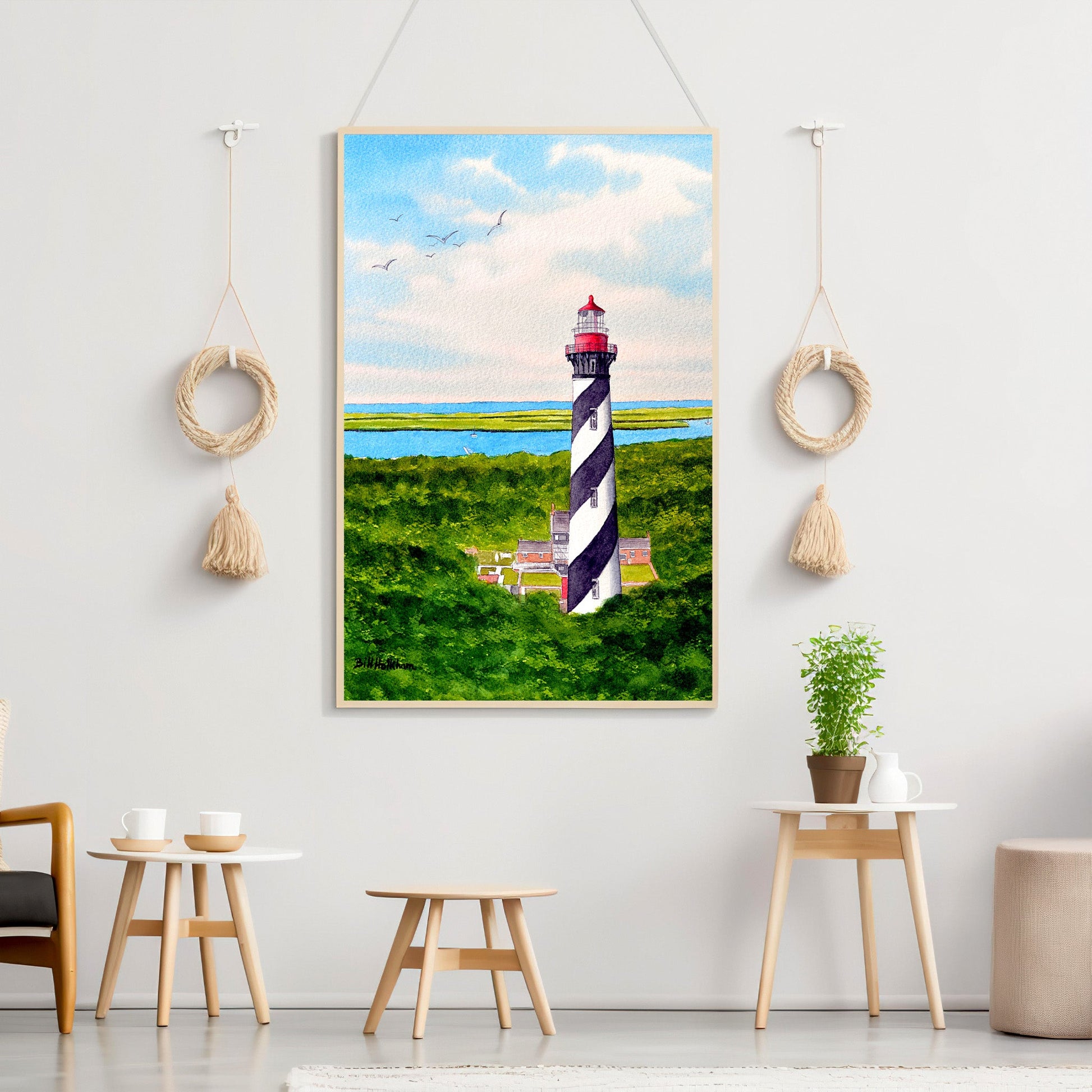 St Augustine Lighthouse Watercolor Travel Art Print Gift