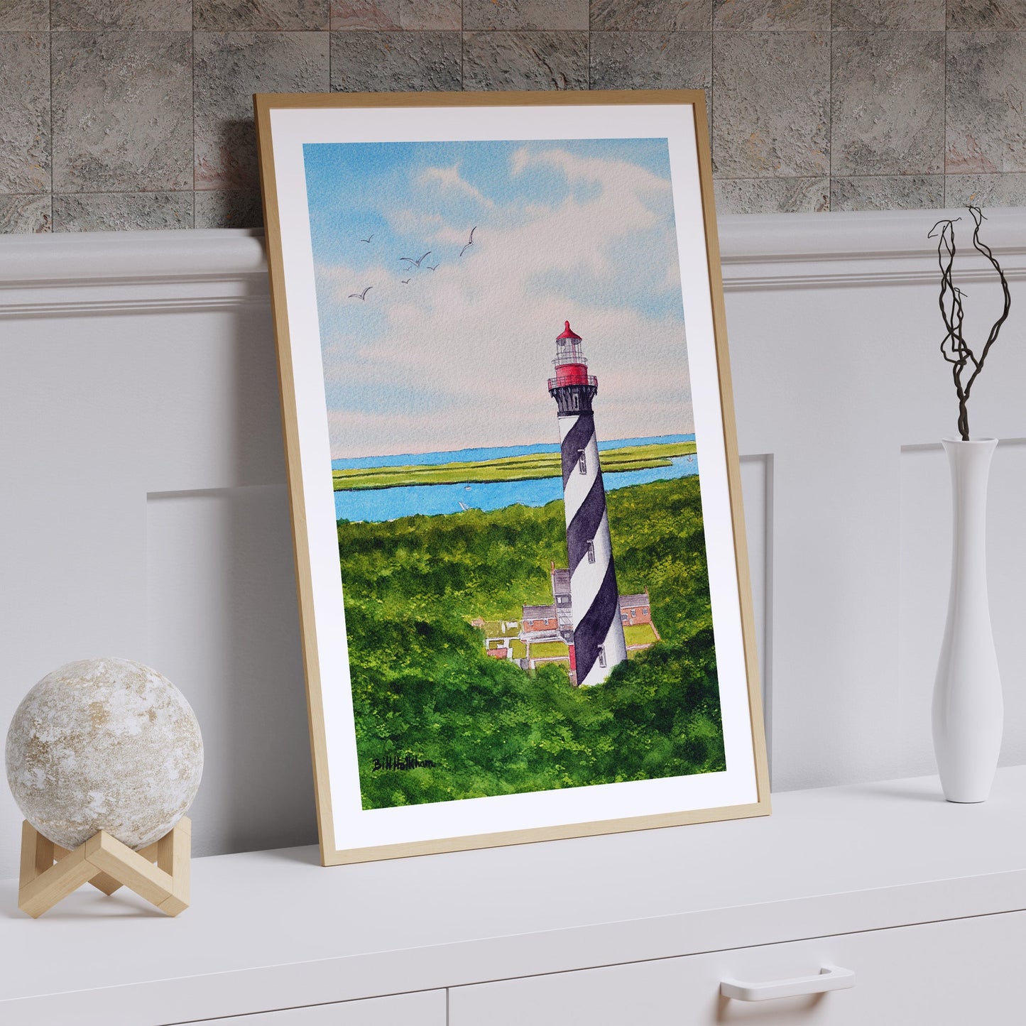St Augustine Lighthouse Watercolor Travel Art Print Gift
