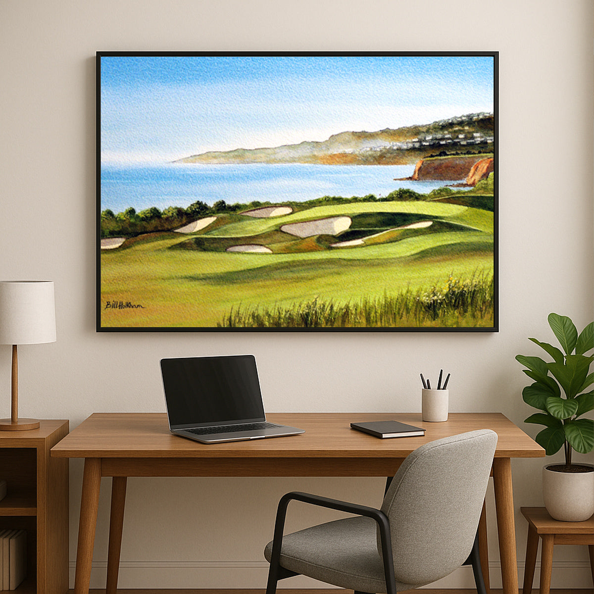 Perfect gift for golf lovers: The National Golf Course Los Angeles watercolor print.