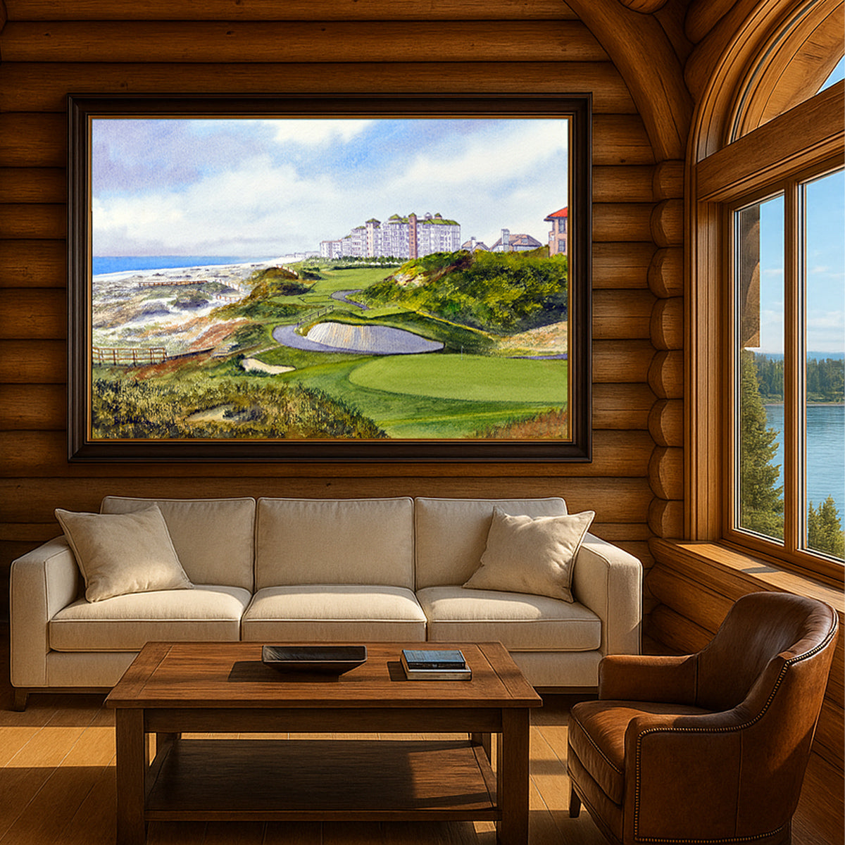 Scenic view of Amelia Island Plantation Ocean Links Golf Course in unframed watercolor art style.