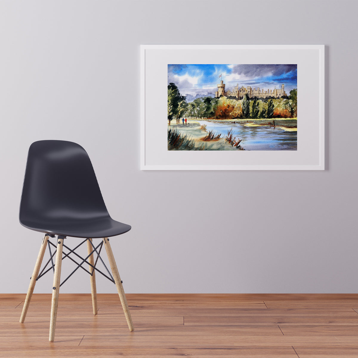 Historic Arundel Castle in watercolor, a beautiful travel art print for English heritage lovers.