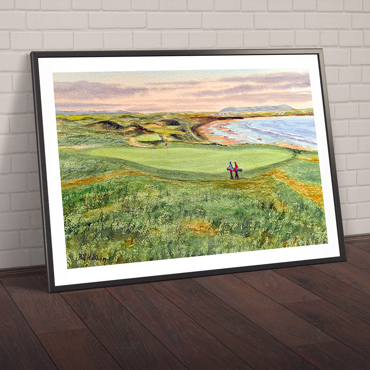 Watercolor art print of Ballybunion Golf Course 10th Green, unframed.