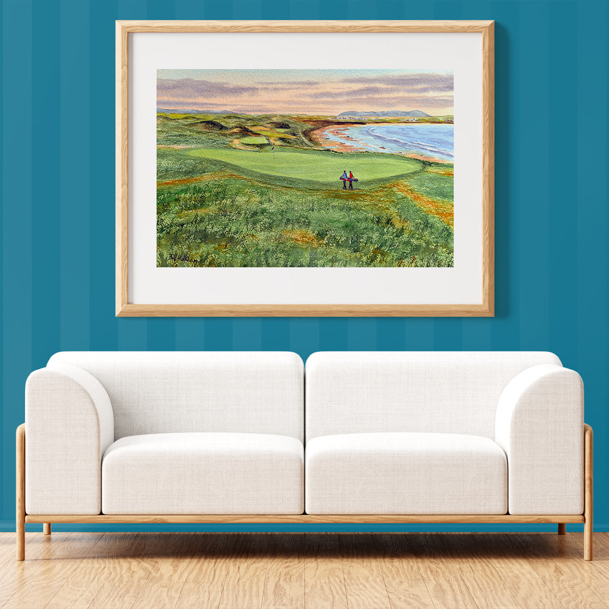 Unframed wall art painting of Ballybunion Golf Course 10th Green for home decor.