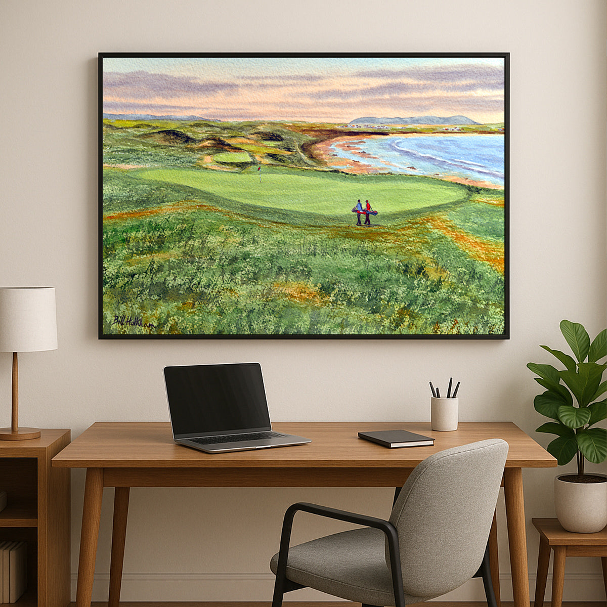 Perfect gift for golf lovers: Ballybunion Golf Course 10th Green watercolor print.