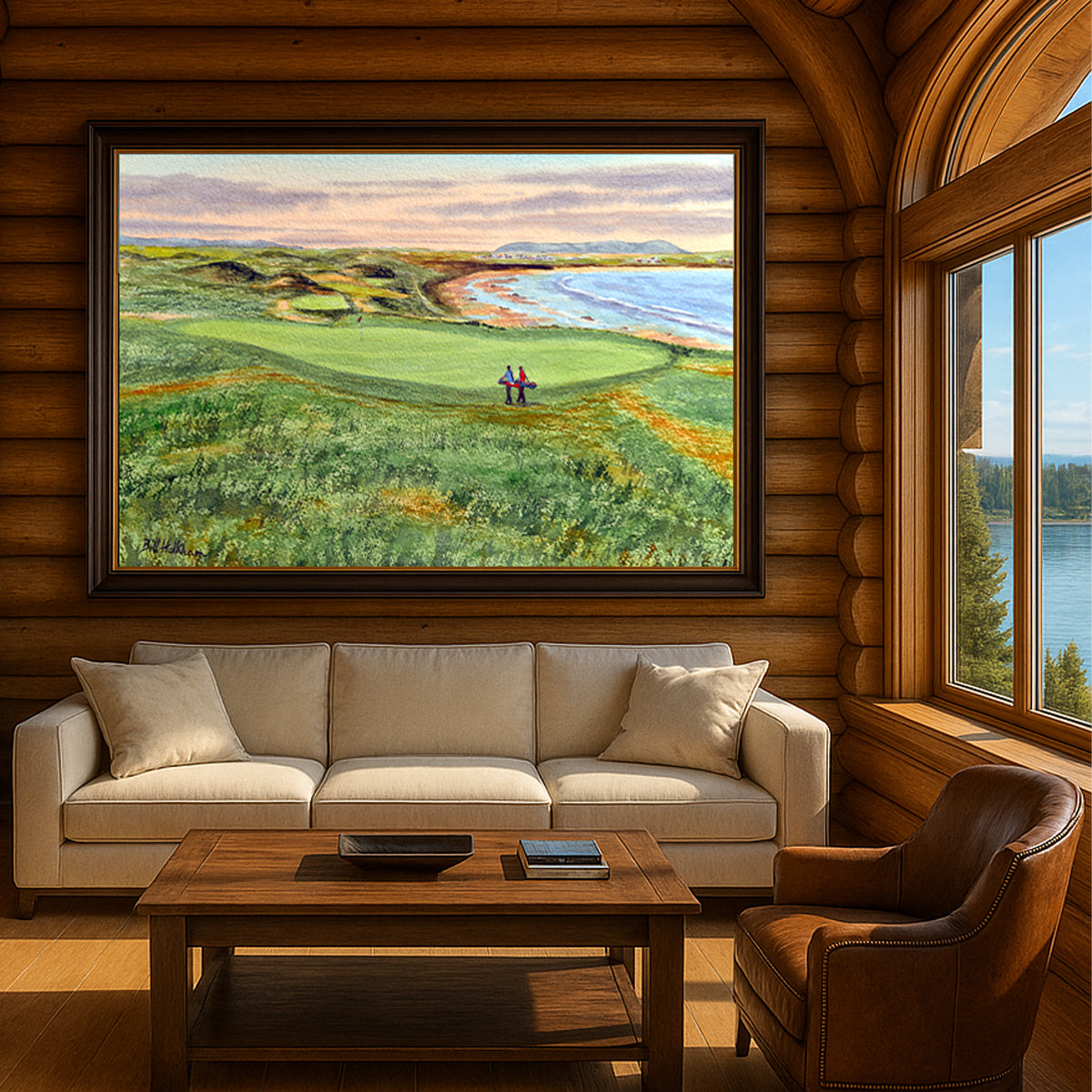 Scenic view of Ballybunion Golf Course 10th Green in unframed watercolor art style.