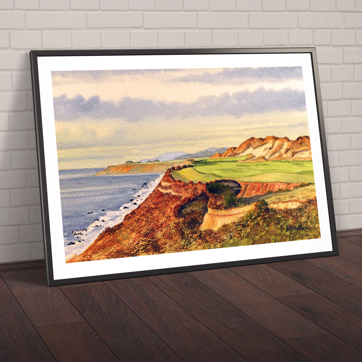 Watercolor art print of Bandon Dunes Golf Course Oregon Hole 13, unframed.