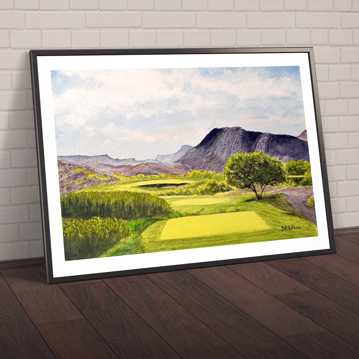 Watercolor art print of Black Jack's Crossing Golf Course Lajitas Texas, unframed.