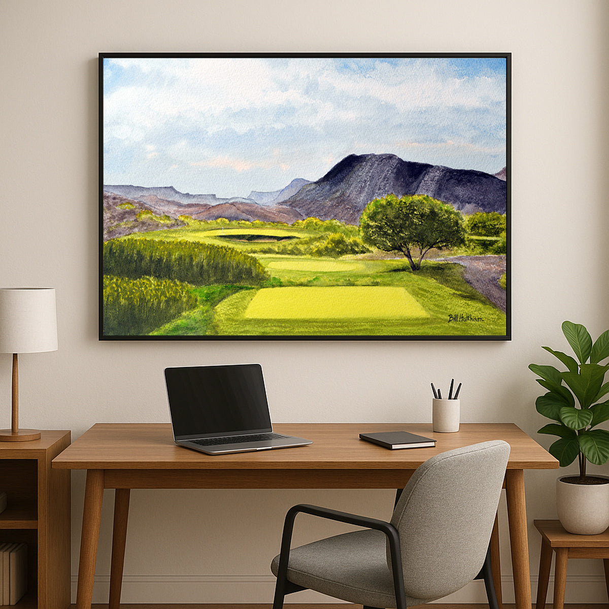Perfect gift for golf lovers: Black Jack's Crossing Golf Course Lajitas Texas watercolor print.