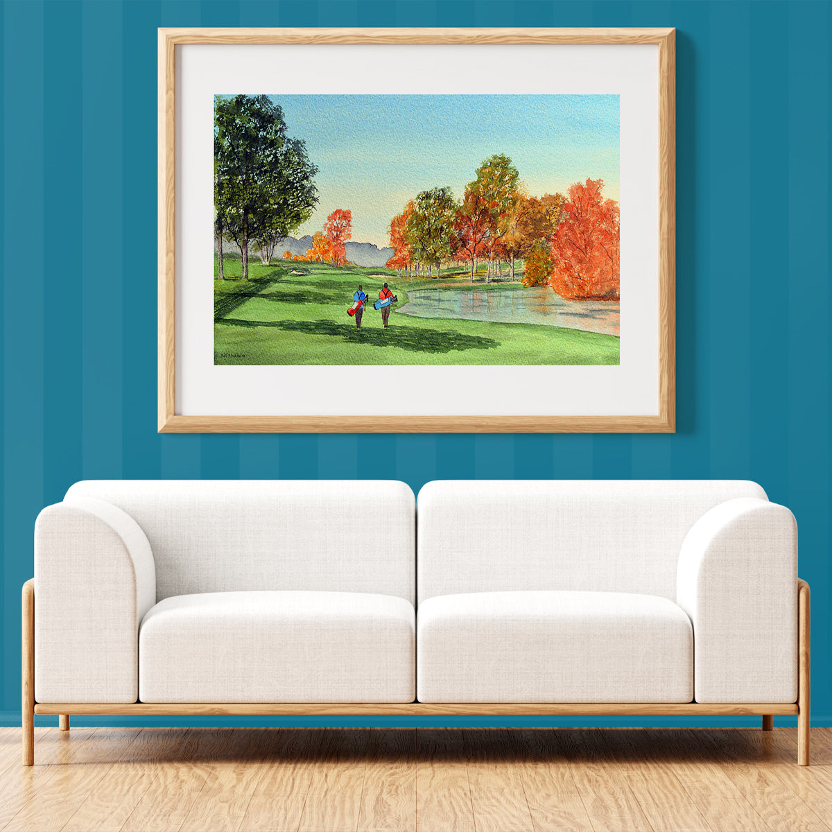 Unframed wall art painting of Brookline Country Club MA Golf Course Hole 13 for home decor.