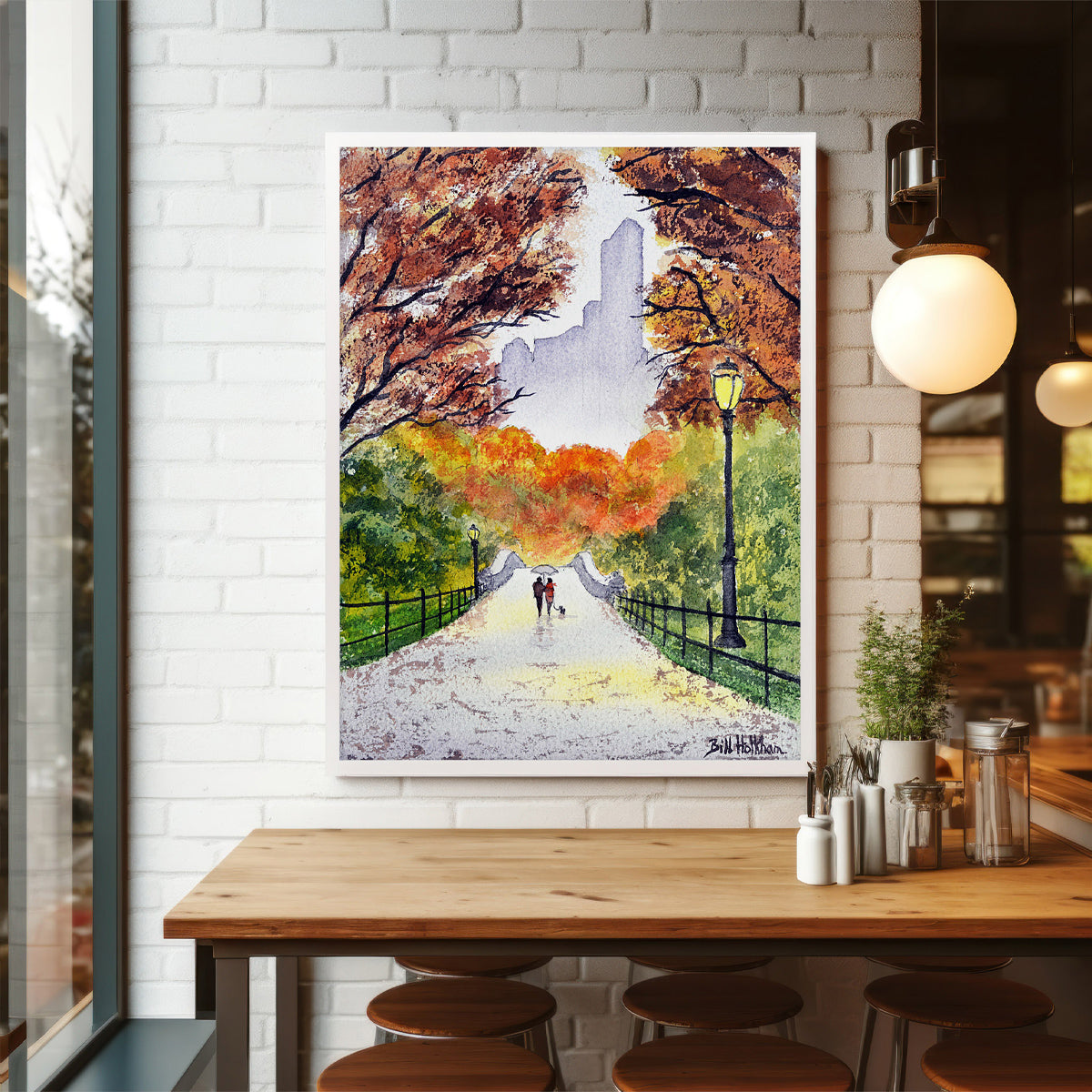 Travel-inspired watercolor print of Central Park’s Gapstow Bridge, perfect for New York wall art lovers.