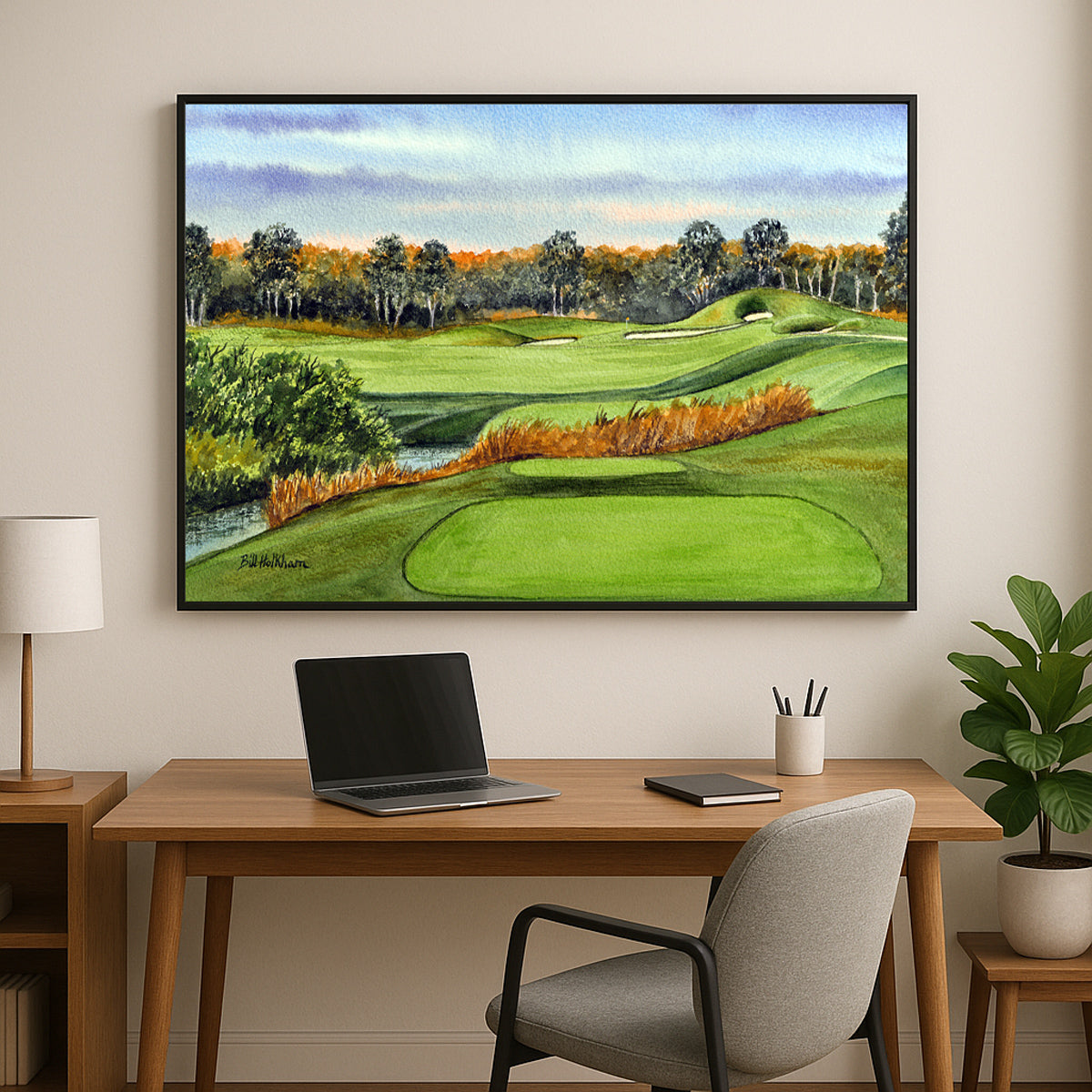 Perfect gift for golf lovers: ». Indian River Preserve Golf Course Mims Florida watercolor print.