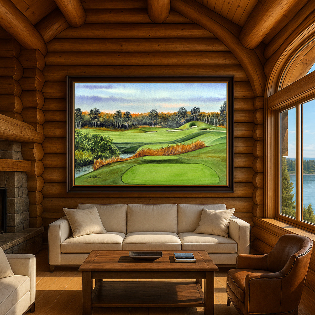Scenic view of ». Indian River Preserve Golf Course Mims Florida in unframed watercolor art style.