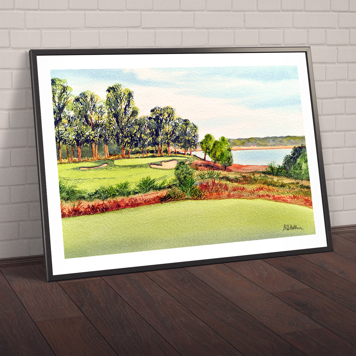 Watercolor art print of May River Palmetto Bluff South Carolina 14th hole, unframed.