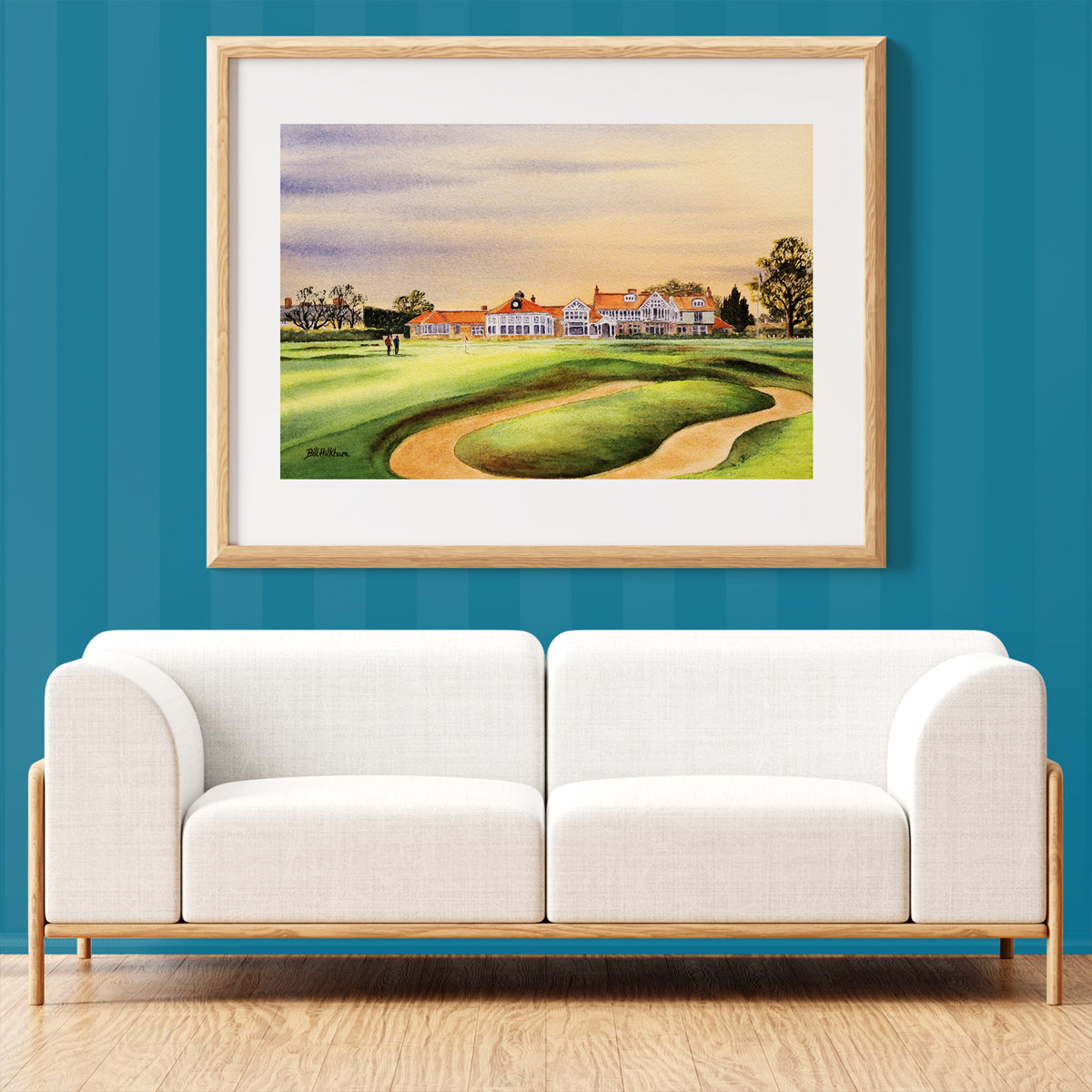 Unframed wall art painting of Muirfield Golf Course With Golfers On 18th Green for home decor.