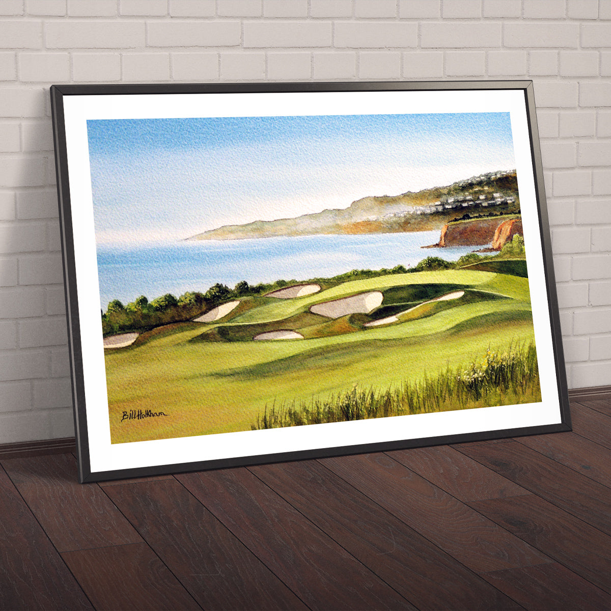 Watercolor art print of The National Golf Course Los Angeles, unframed.