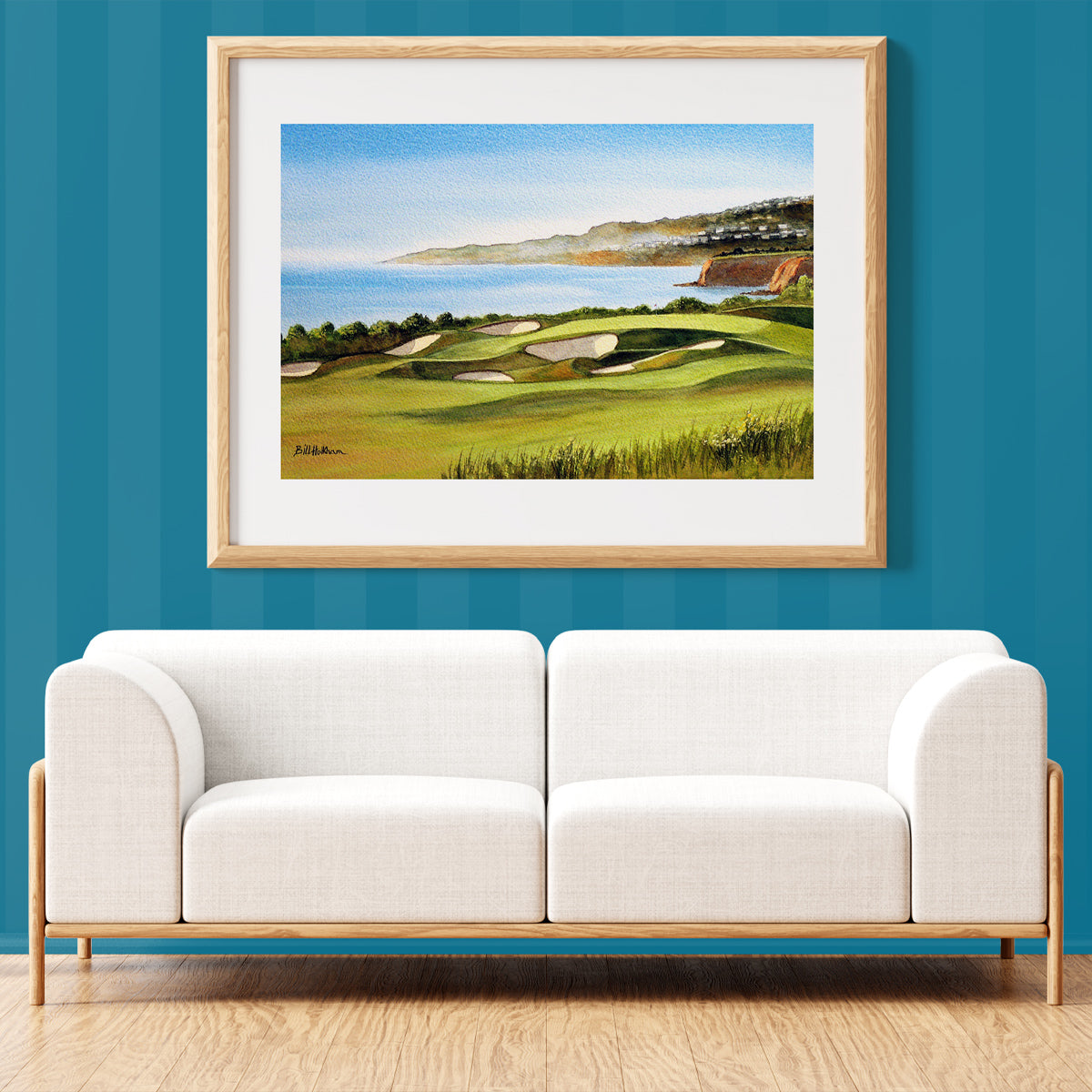 Unframed wall art painting of The National Golf Course Los Angeles for home decor.
