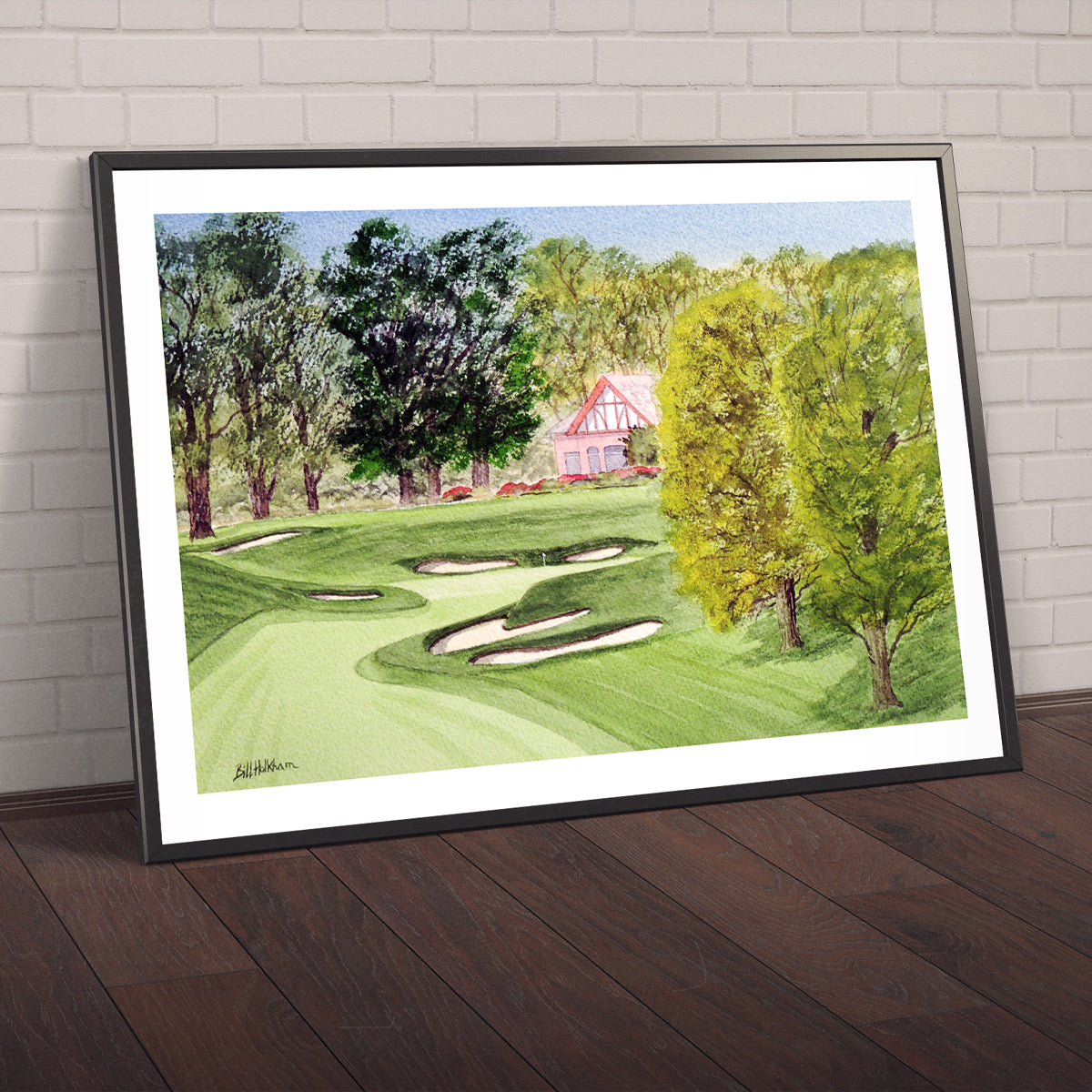 Watercolor art print of Oak Hill Golf Course Rochester NY 18th Hole, unframed.