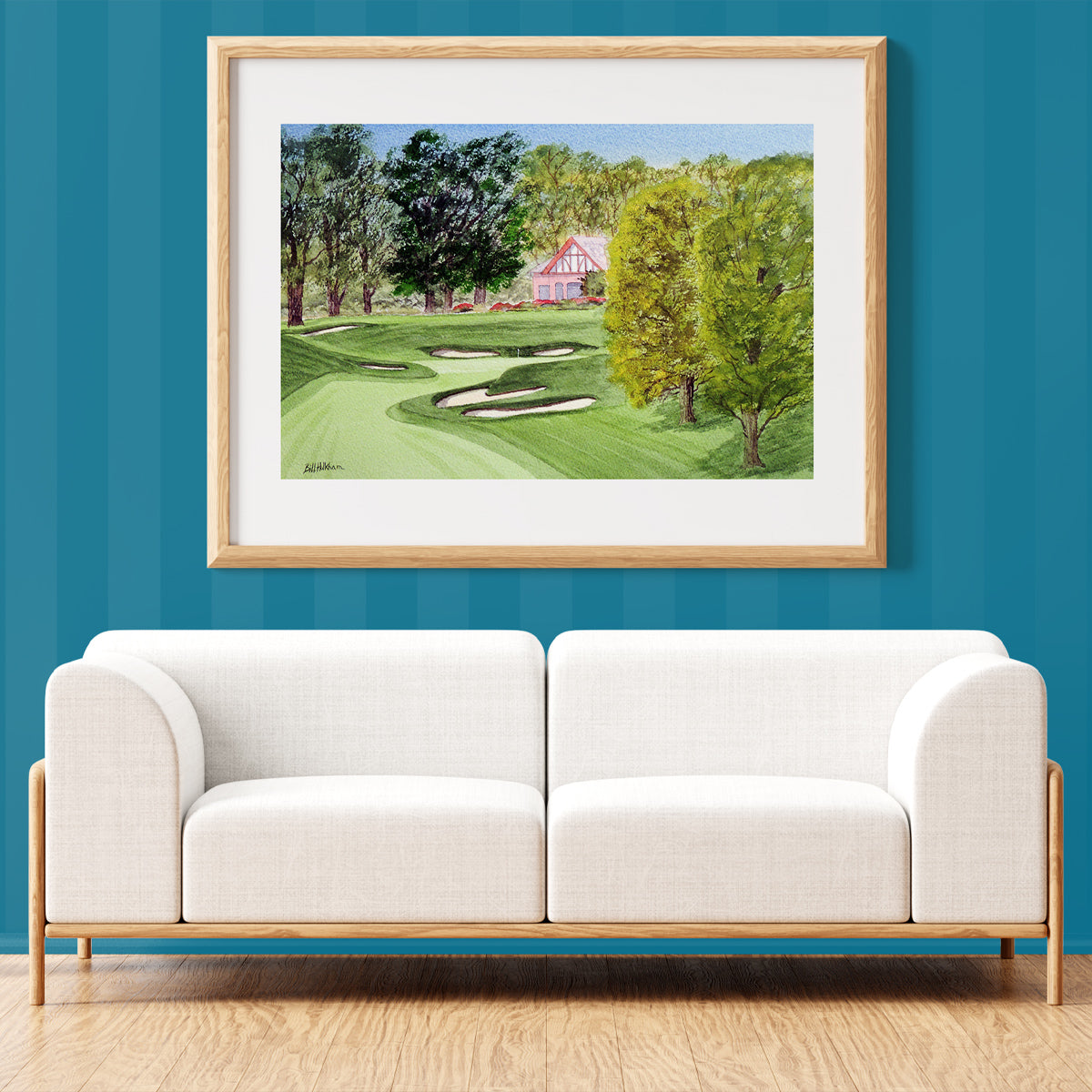 Unframed wall art painting of Oak Hill Golf Course Rochester NY 18th Hole for home decor.