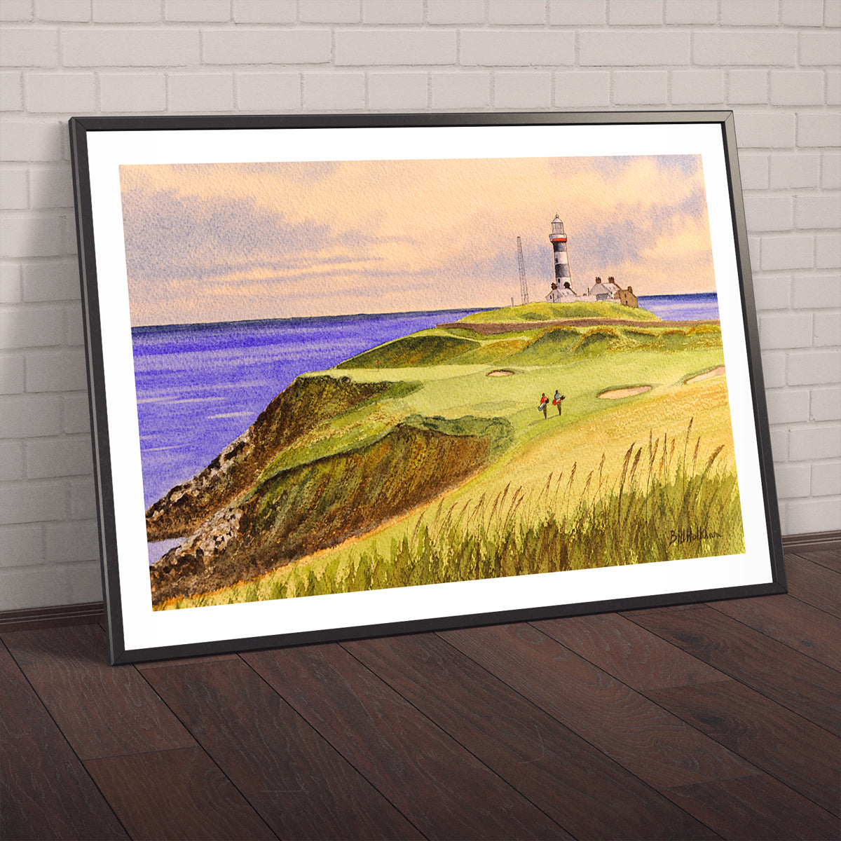 Watercolor art print of Old Head Golf Course 4th hole, unframed.
