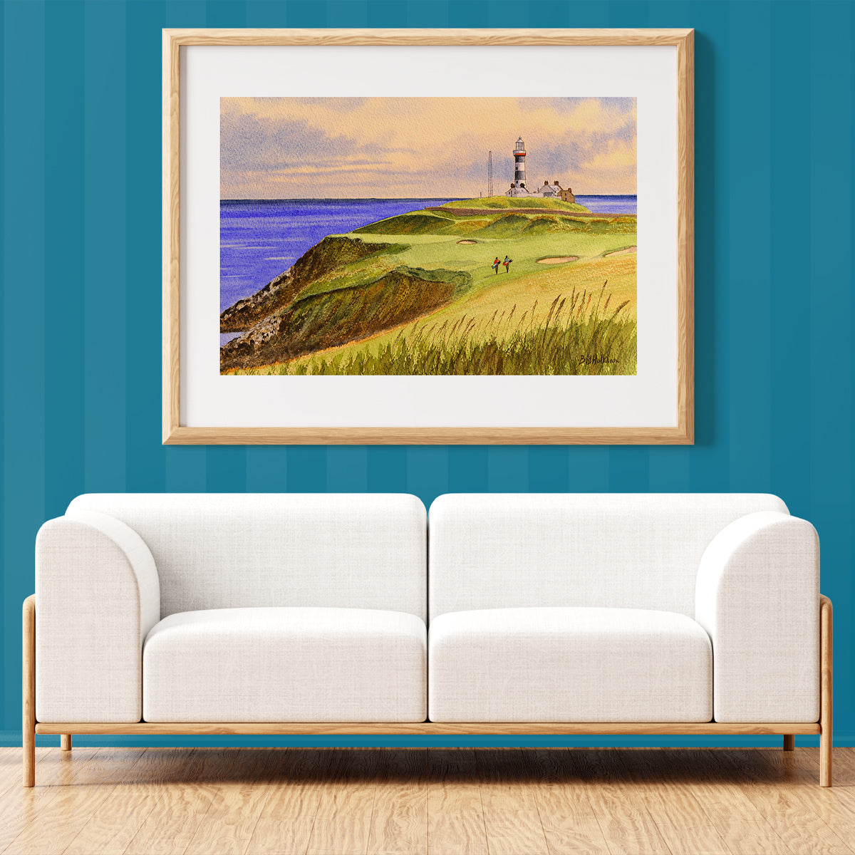 Unframed wall art painting of Old Head Golf Course 4th hole for home decor.