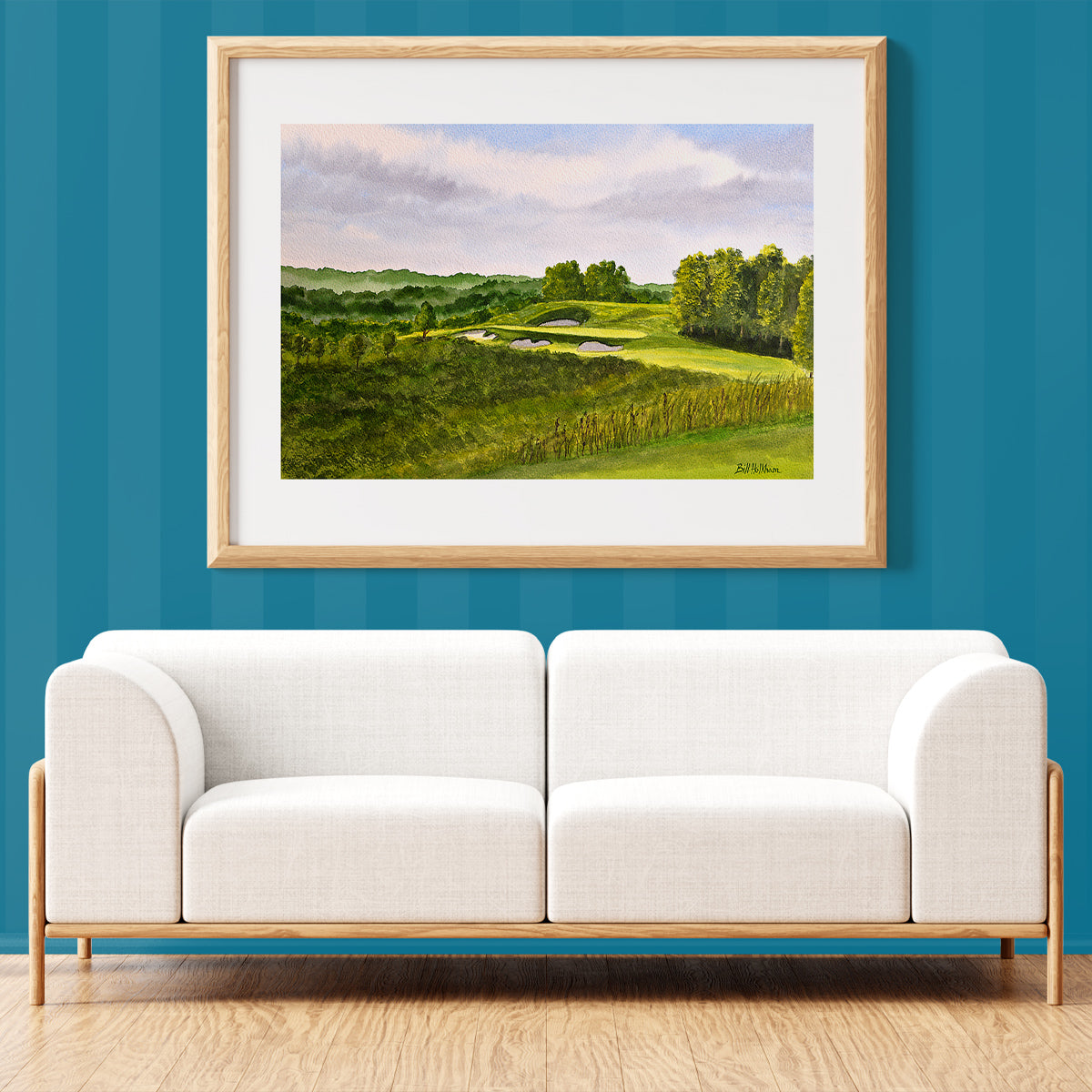 Unframed wall art painting of Ozarks National Golf Course 8th Hole Missouri for home decor.