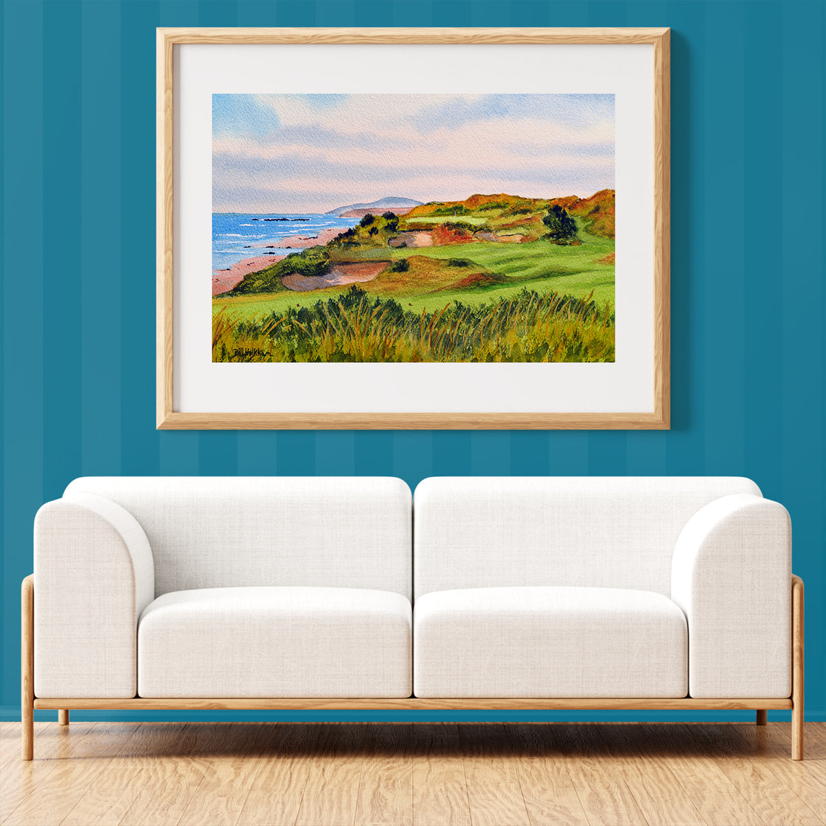 Unframed wall art painting of Pacific Dunes Golf Course Hole 11 for home decor.