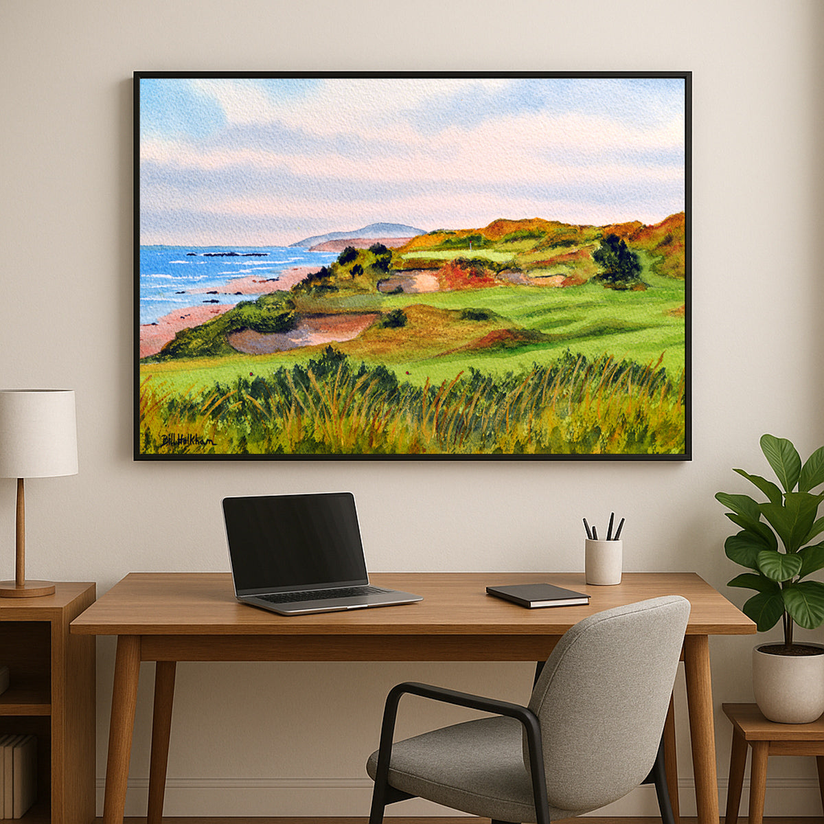 Perfect gift for golf lovers: Pacific Dunes Golf Course Hole 11 watercolor print.
