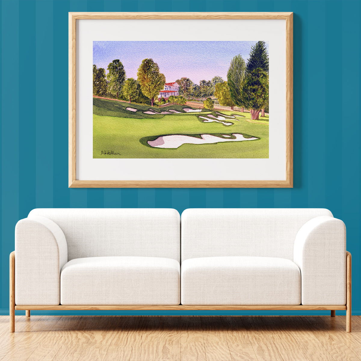 Unframed wall art painting of Pasatiempo Golf Course Hole 3 Santa Cruz for home decor.