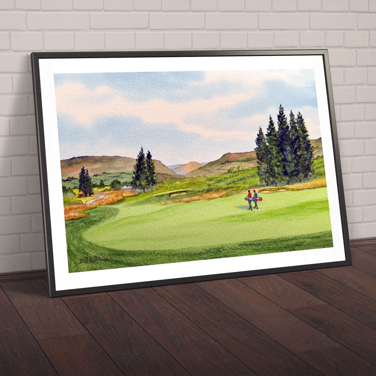 Watercolor art print of PGA Centenary Golf Course Gleneagles Scotland 1st Hole, unframed.