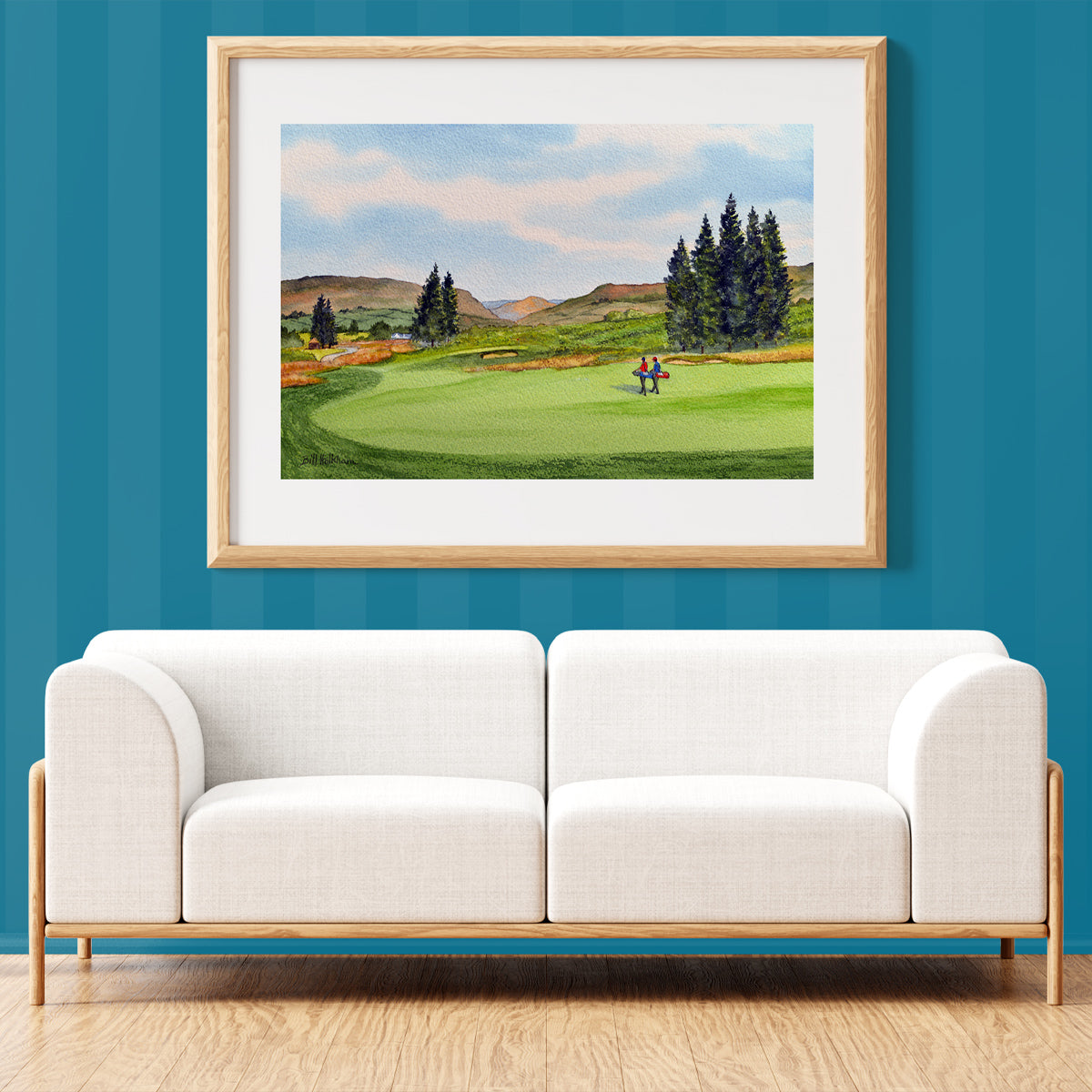 Unframed wall art painting of PGA Centenary Golf Course Gleneagles Scotland 1st Hole for home decor.