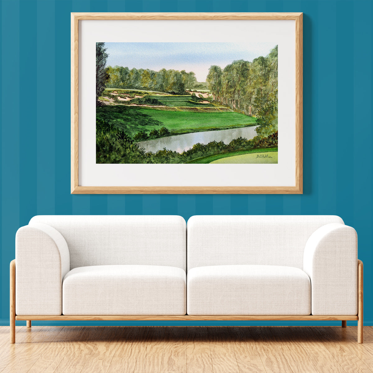 Unframed wall art painting of Pine Valley Golf Course New Jersey 5th Hole for home decor.