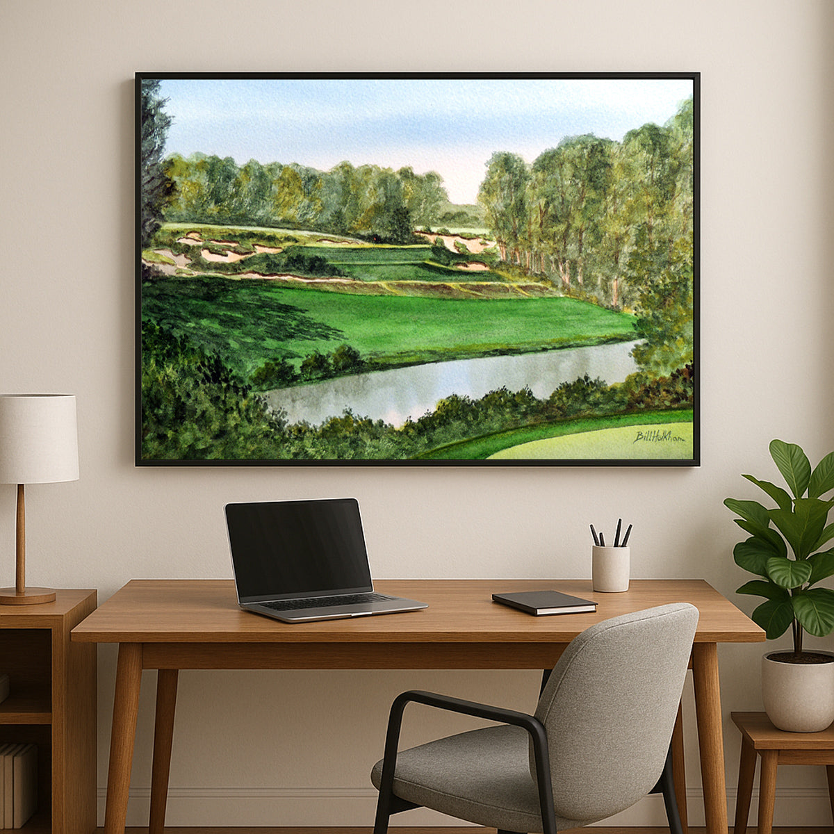 Perfect gift for golf lovers: Pine Valley Golf Course New Jersey 5th Hole watercolor print.