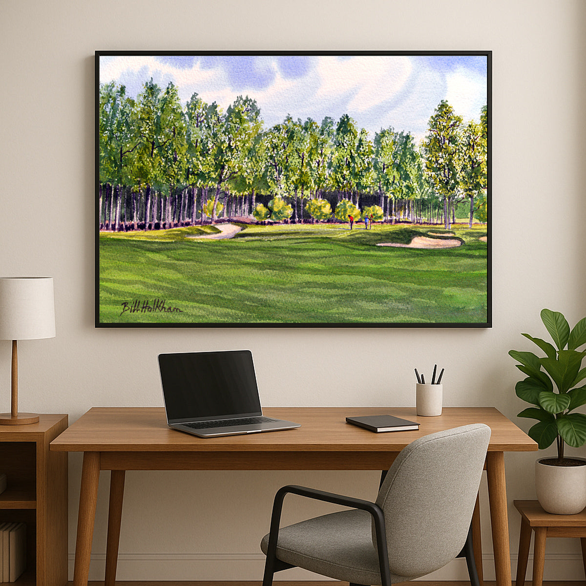 Perfect gift for golf lovers: Pinehurst Golf Course 17th Hole watercolor print.