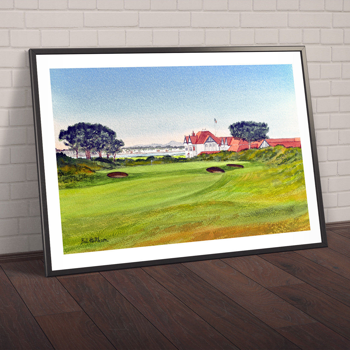 Watercolor art print of Portmarnock Golf Course County Dublin Ireland 18th Hole, unframed.