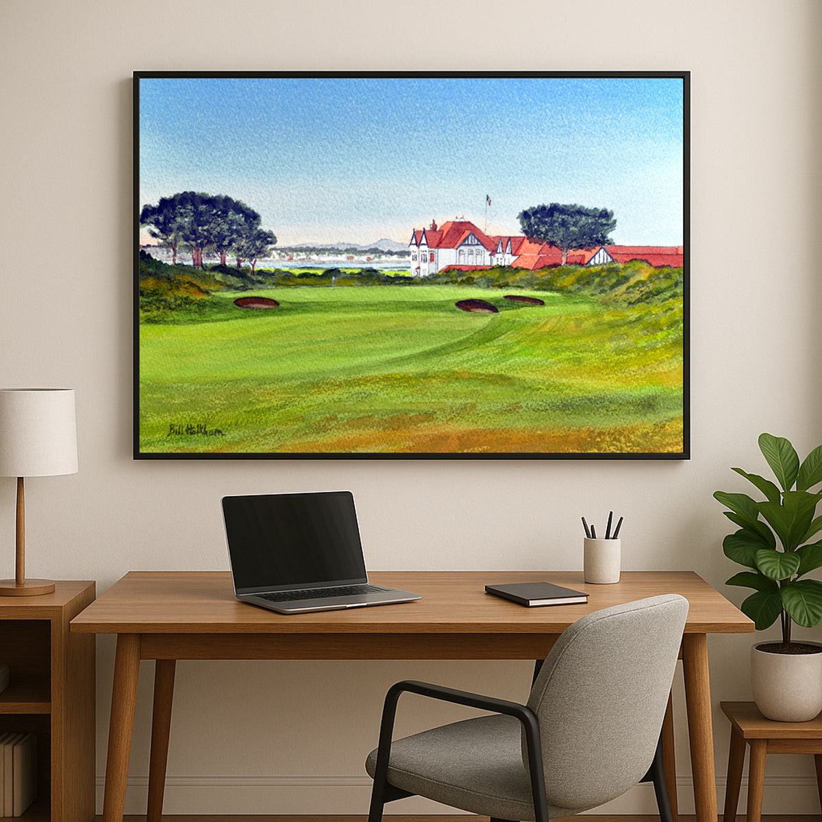 Perfect gift for golf lovers: Portmarnock Golf Course County Dublin Ireland 18th Hole watercolor print.