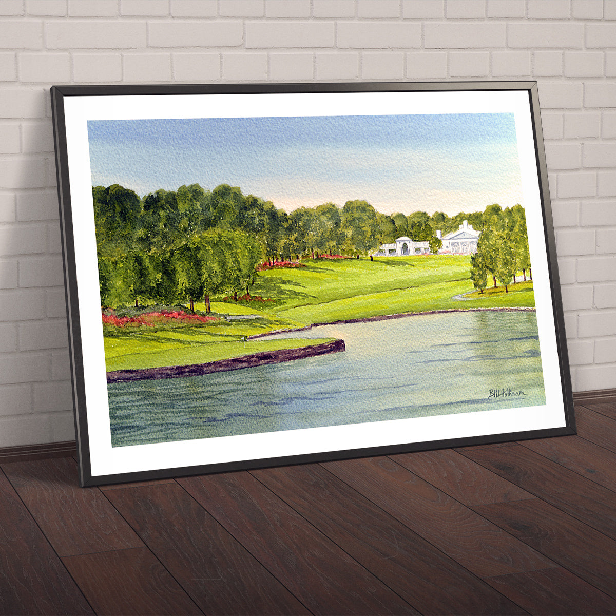 Watercolor art print of Quail Hollow Golf Course North Carolina 17th Green 18th Fairway, unframed.