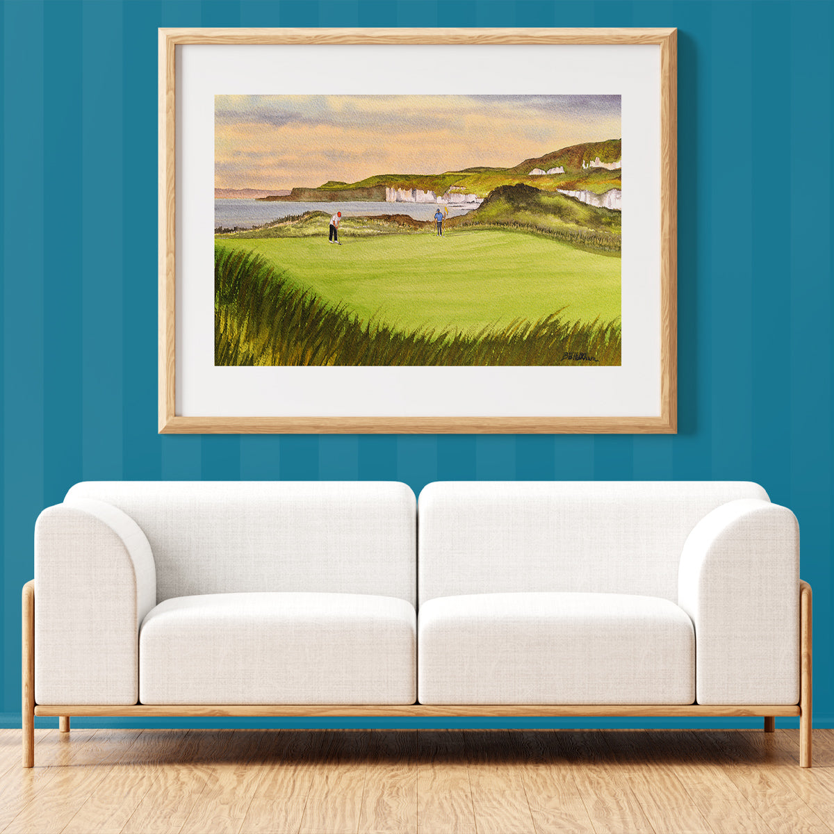 Unframed wall art painting of Royal Portrush Golf Course 5th Hole for home decor.