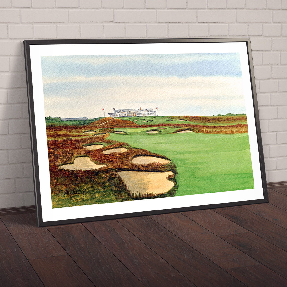 Watercolor art print of Shinnecock Hills Golf Course Clubhouse View, unframed.