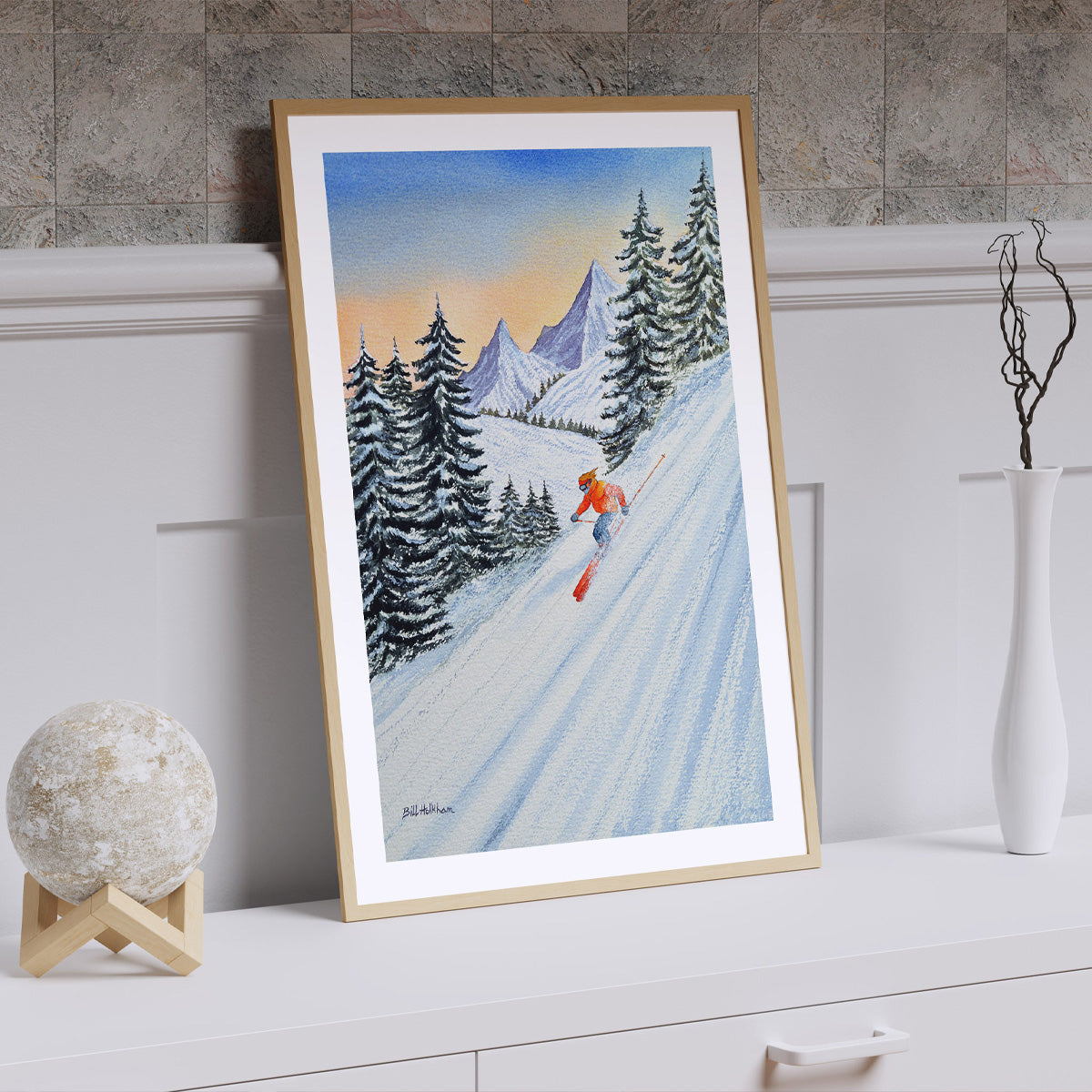 ski posters vintage watercolor wall art print home decor