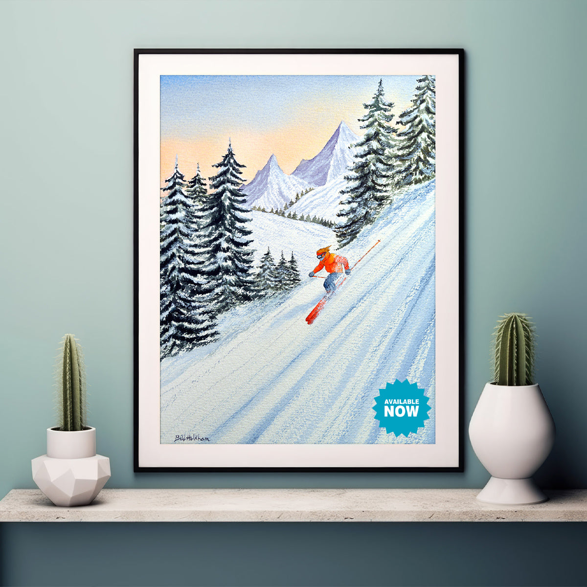 ski posters vintage watercolor wall art print home decor