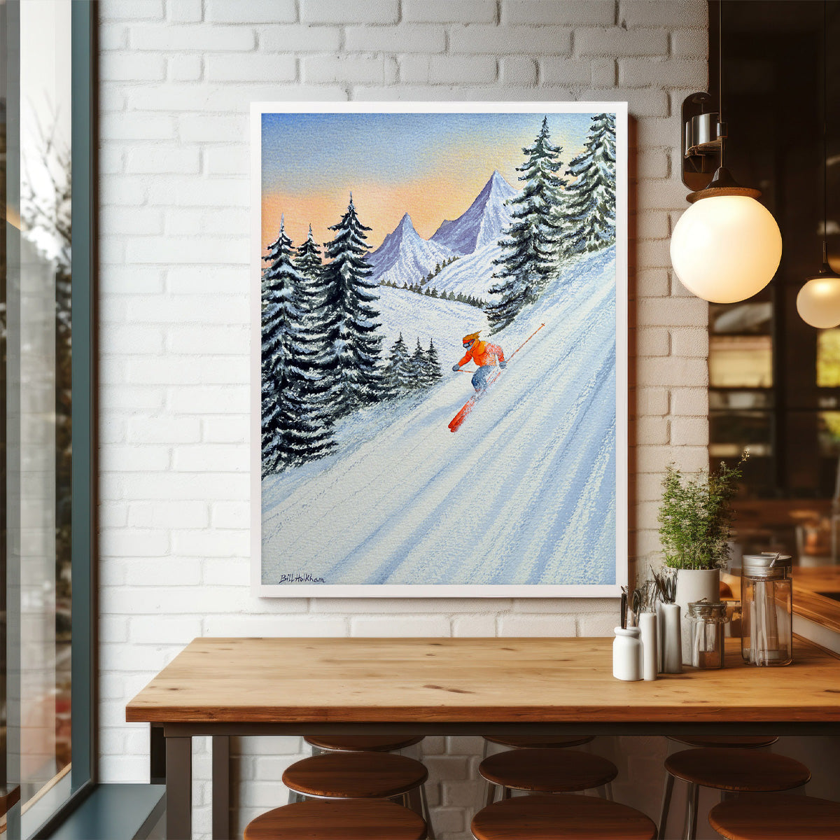 ski posters vintage watercolor wall art print home decor