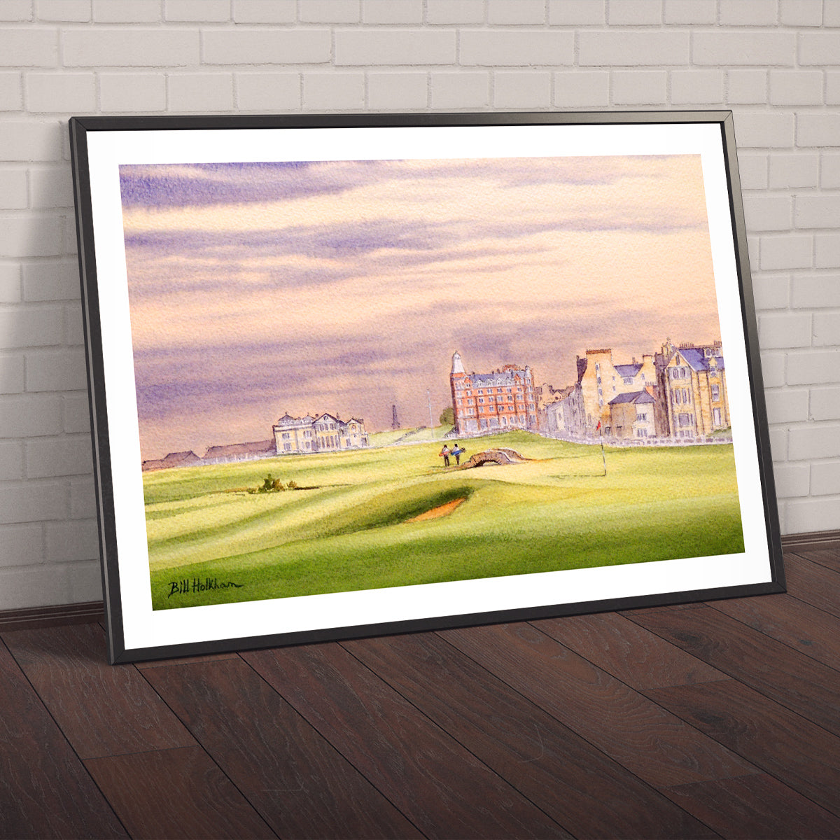 Watercolor art print of St Andrews 17th Green, unframed.