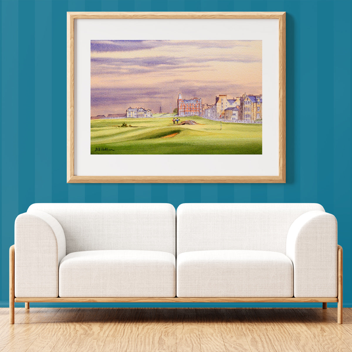 Unframed wall art painting of St Andrews 17thGreen for home decor.