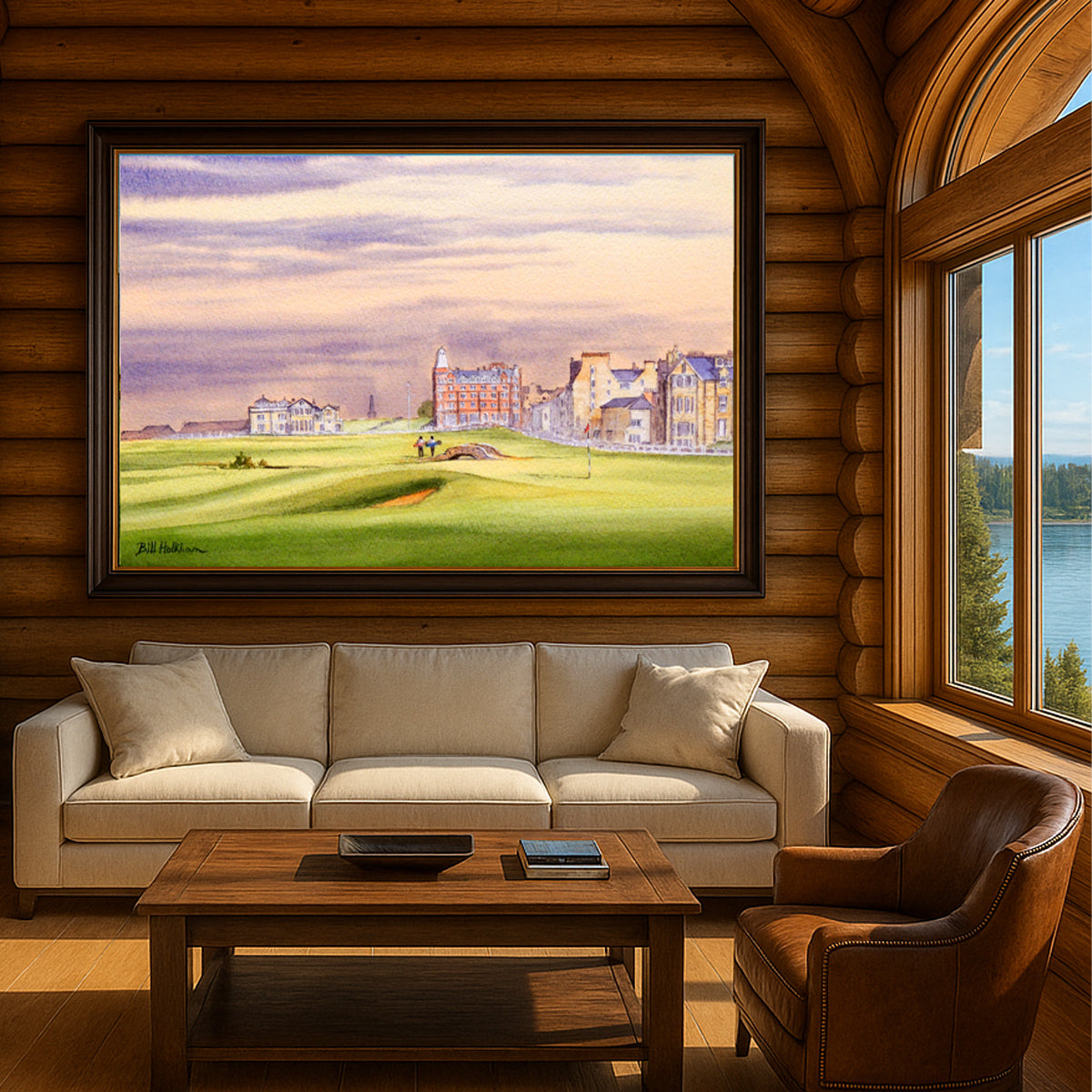 Perfect gift for golf lovers: St Andrews 17th Green watercolor print.