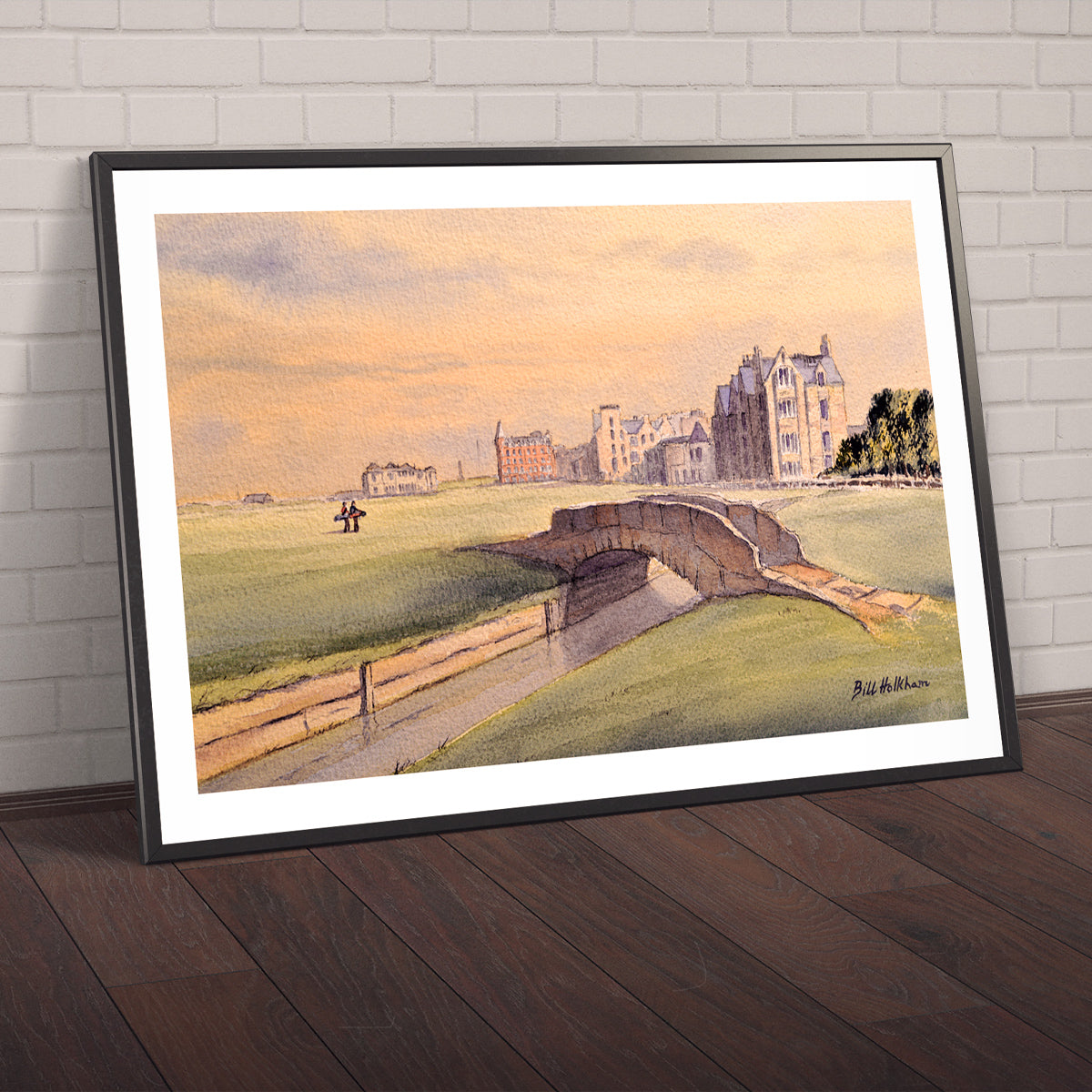Watercolor art print of St Andrews Golf Course Scotland 18th Hole, unframed.