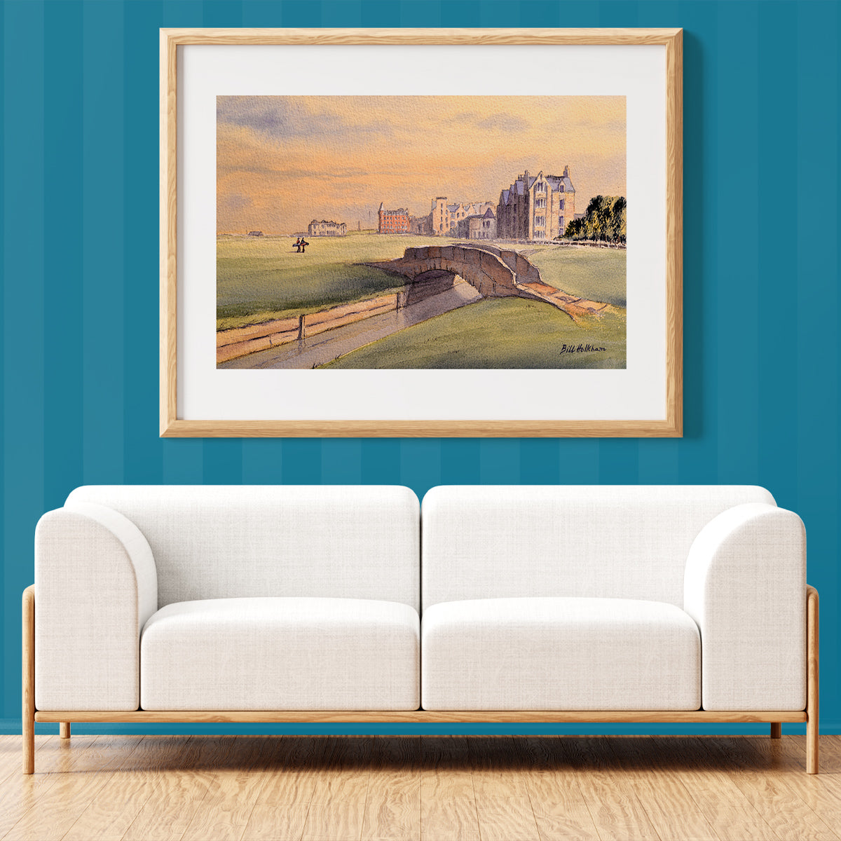 Unframed wall art painting of St Andrews Golf Course Scotland 18th Hole for home decor.