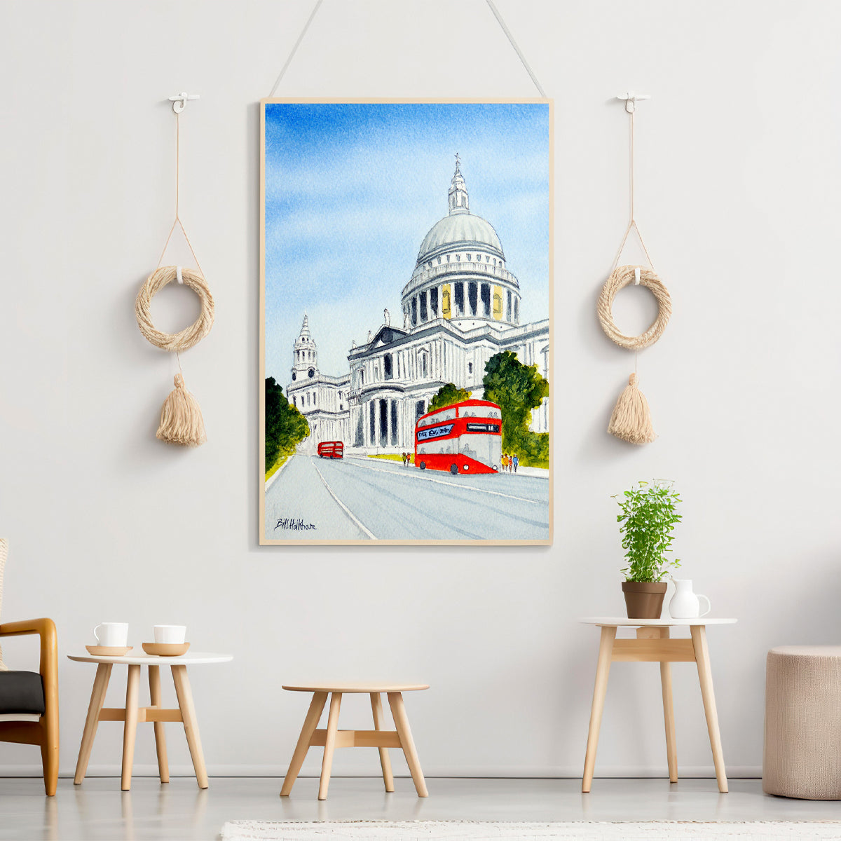 Travel-inspired watercolor painting of St Paul’s Cathedral, perfect for London-themed wall art collections.