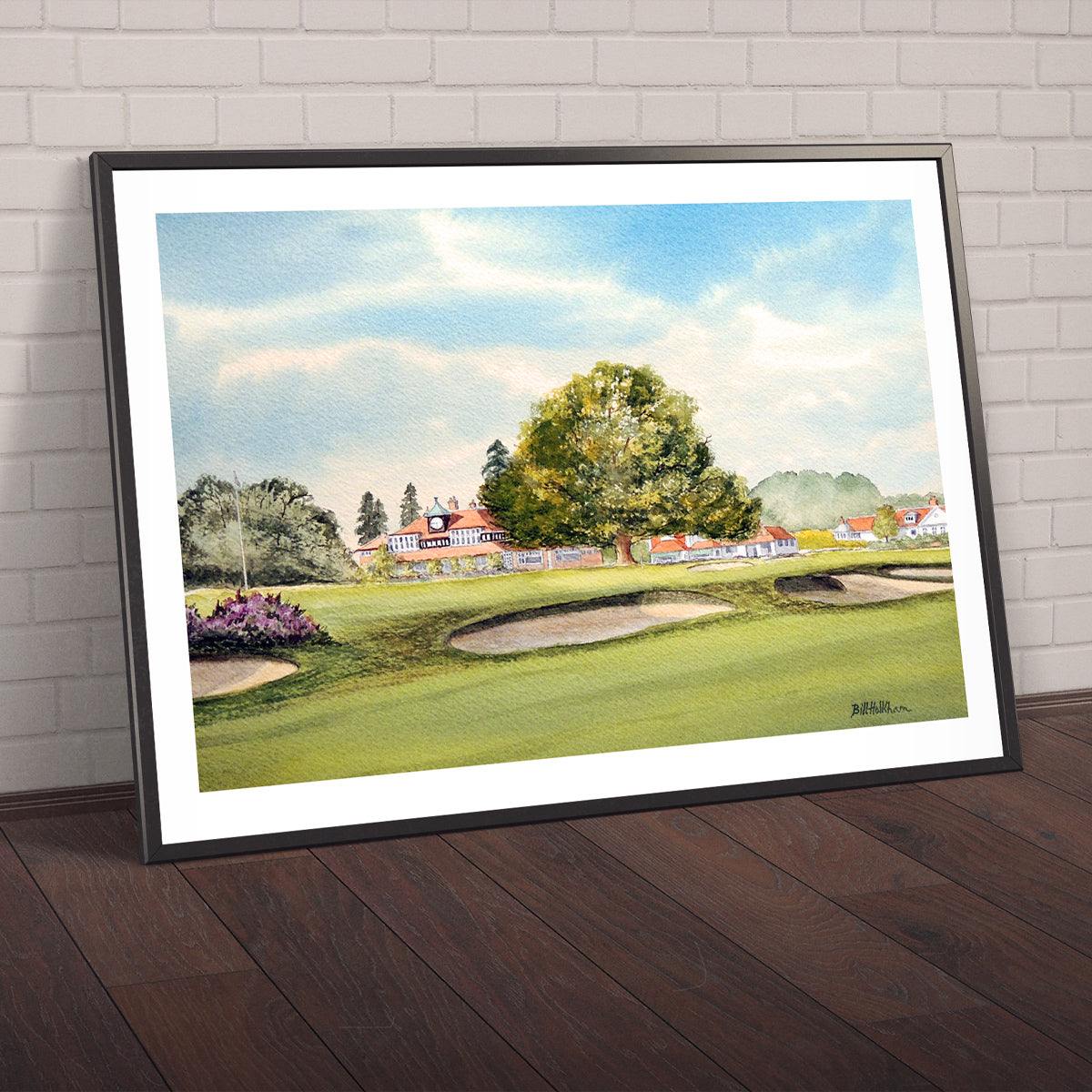 Watercolor art print of Sunningdale Golf Course 18th Green, unframed.